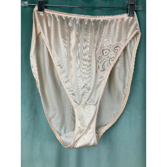 7 Vintage 80s bali very high cut granny bikini panty peach